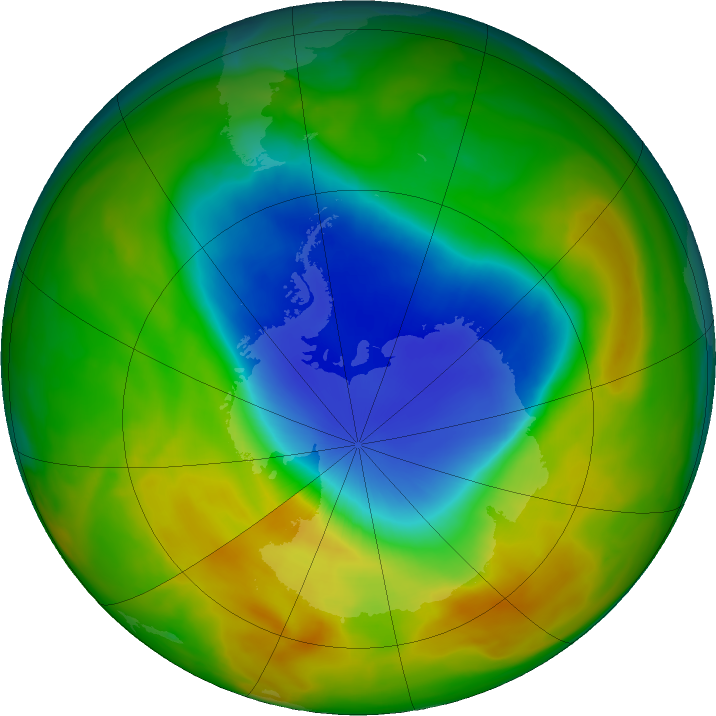 Antarctic ozone map for 26 October 2019